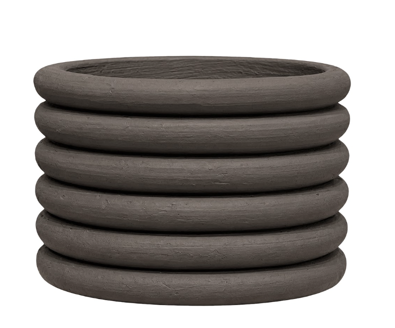 Pottery Pots - Bloempot Milo Low S, Ribbed Brown Ø35 cm