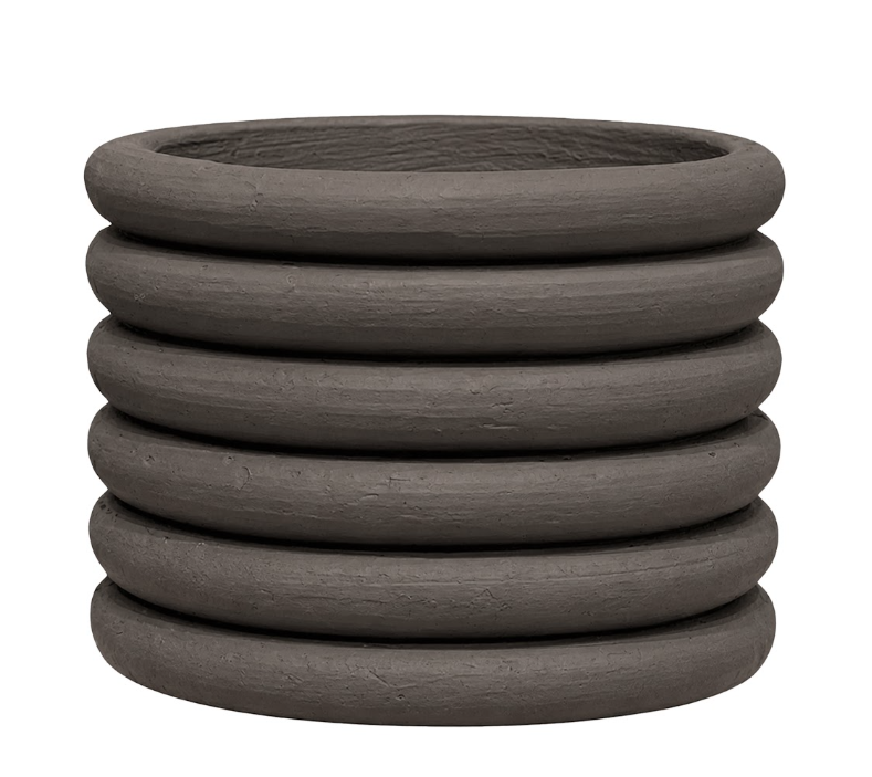 Pottery Pots - Bloempot Milo Low L, Ribbed Brown Ø40,5 cm