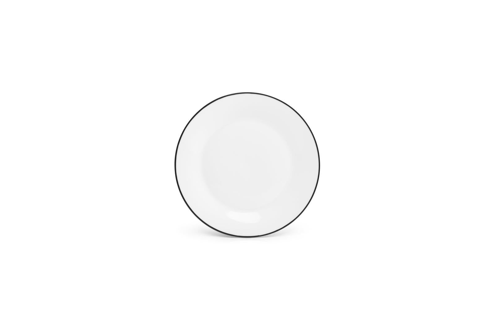 Plat bord 20cm black rim Basic White - Set van 6