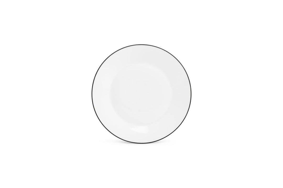 Plat bord 24cm black rim Basic White - Set van 6