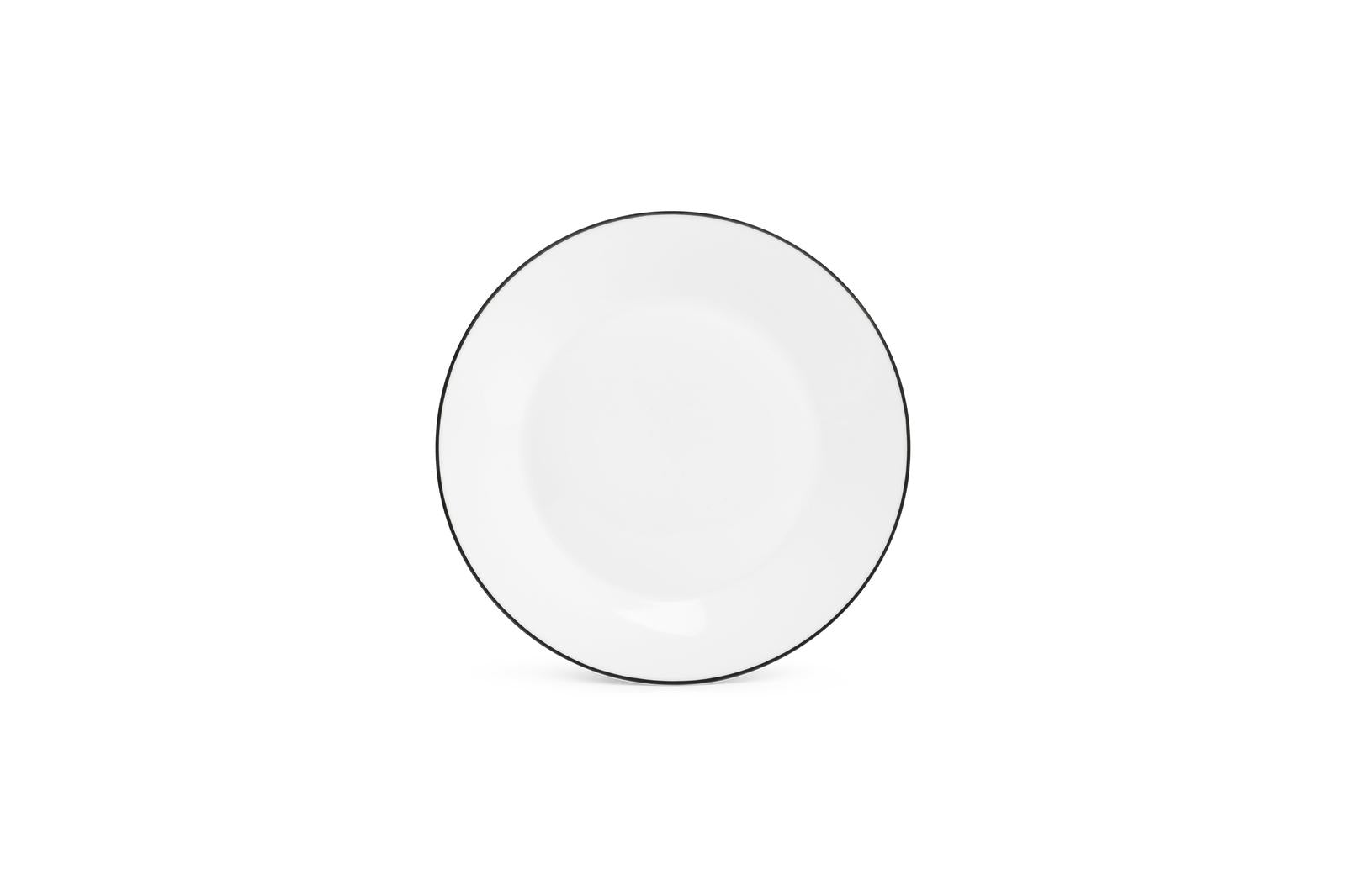 Plat bord 24cm black rim Basic White - Set van 6