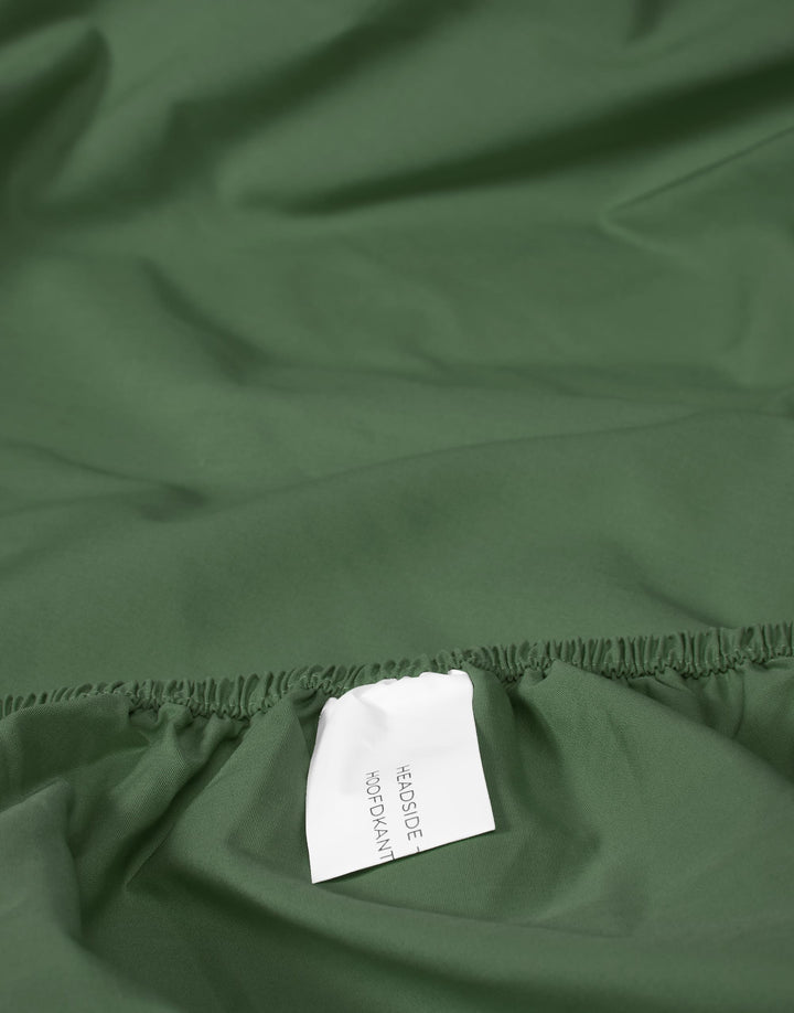 Essenza | Premium Percale Hoeslaken - 100x200, Mosgroen