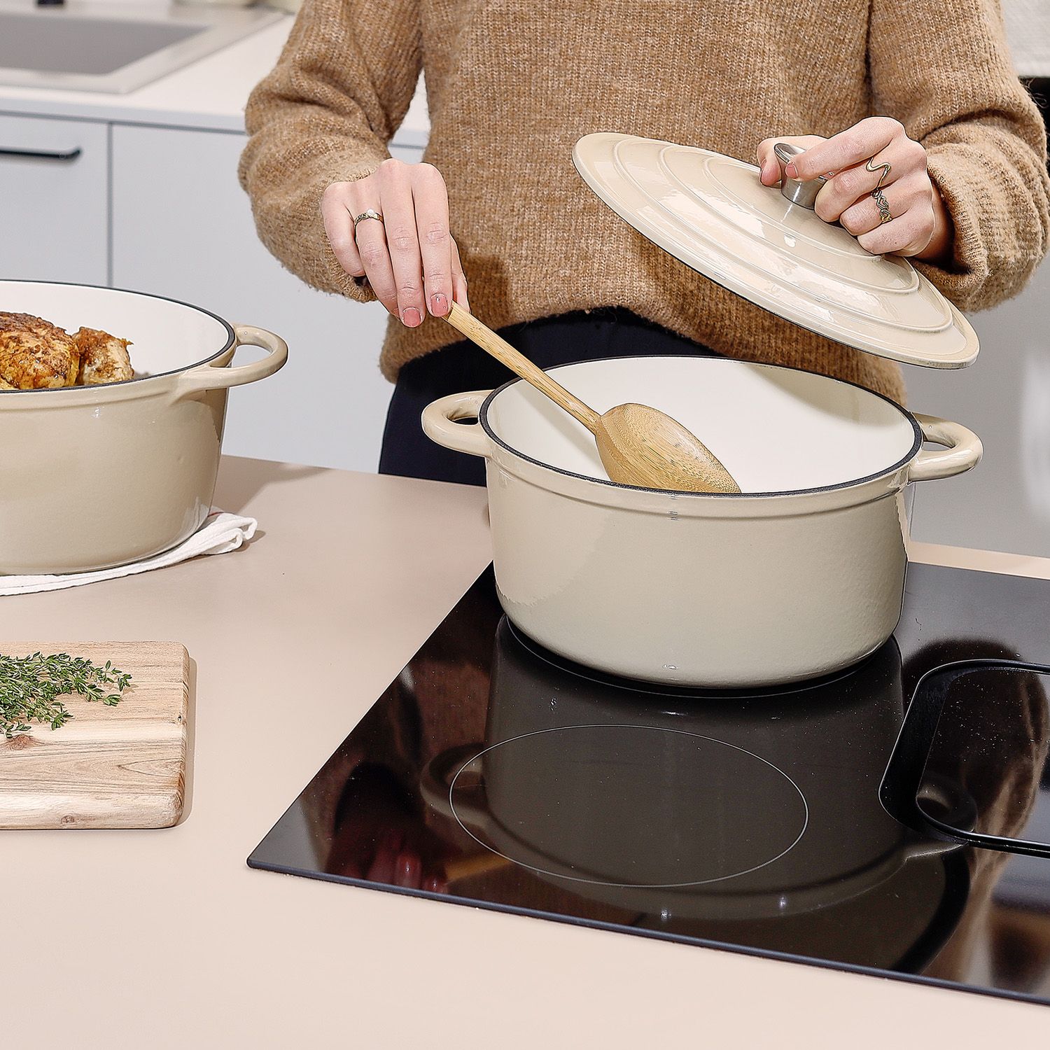 Kookpot 26cm gietijzer beige Ferno