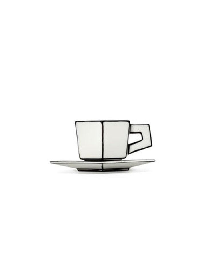 Serax - Annebet Philips - Espressokopje + Schotel Wit/Zwart - Set van 2