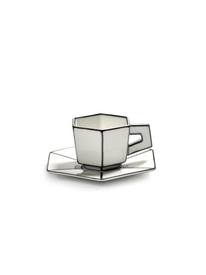 Serax - Annebet Philips - Espressokopje + Schotel Wit/Zwart - Set van 2