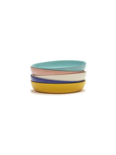 Serax - Ottolenghi - BORD HOOG DONKERBLAUW STRIPES WIT FEAST - Set van 2