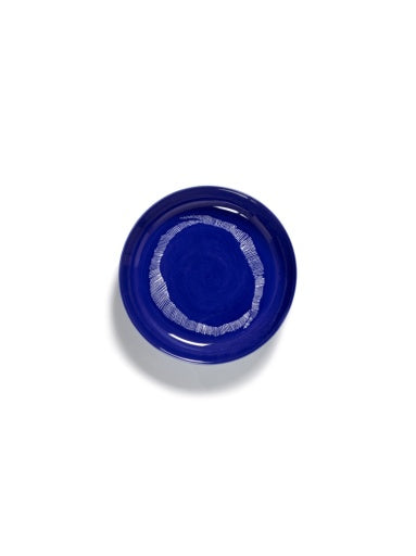 Serax - Ottolenghi - BORD HOOG DONKERBLAUW STRIPES WIT FEAST - Set van 2