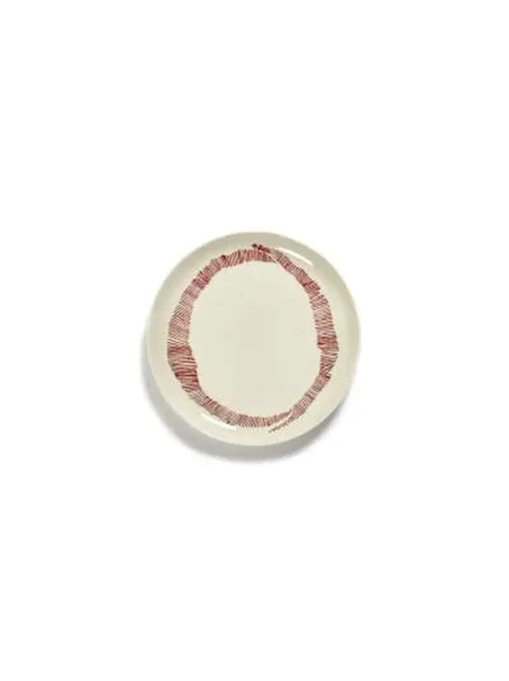 Serax - Ottolenghi - Bord M Wit Stripes Rood Feast - Set van 2