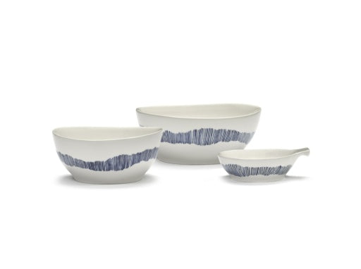 Serax - Ottolenghi - KOM S WIT STRIPES BLAUW FEAST - Set van 4