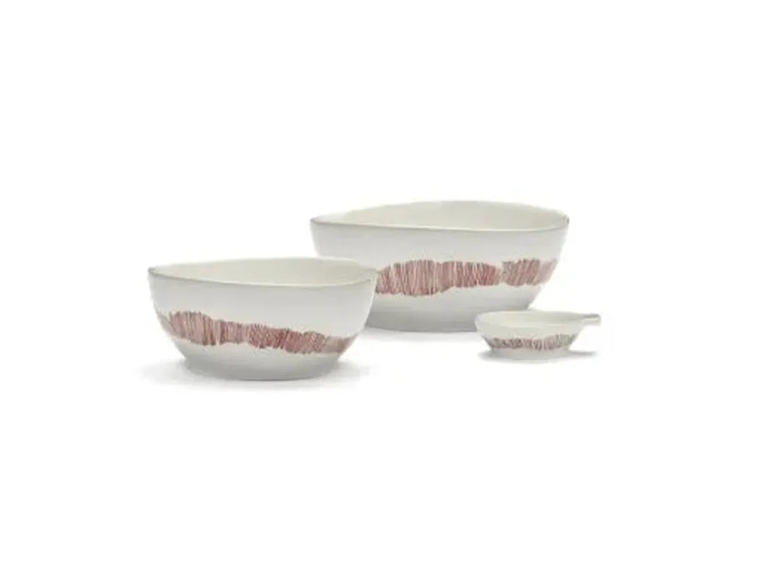 Serax - Ottolenghi - Kom S Wit Stripes Rood Feast - Set van 4