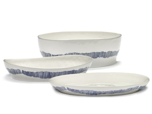 Serax - Ottolenghi - SALADEKOM WIT STRIPES BLAUW FEAST