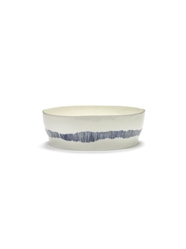 Serax - Ottolenghi - SALADEKOM WIT STRIPES BLAUW FEAST