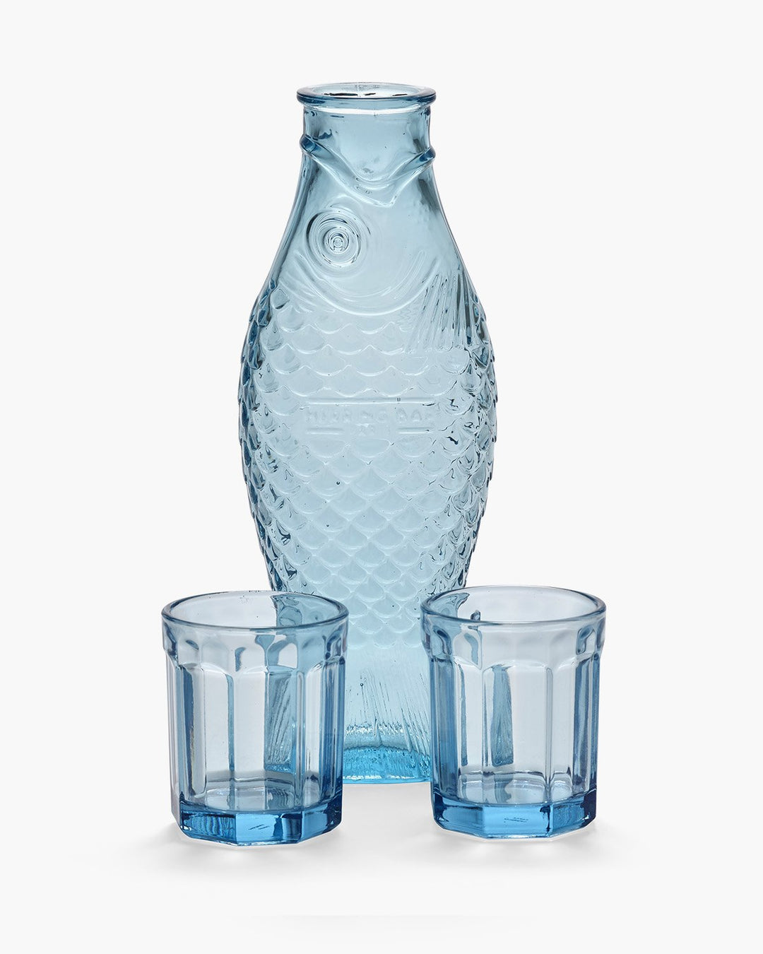 Serax - Paola Navone - Set Karaf + 2 Glazen M Blauw Fish &amp; Fish