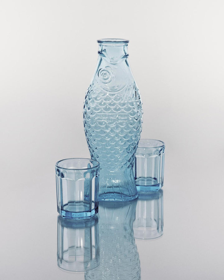 Serax - Paola Navone - Set Karaf + 2 Glazen M Blauw Fish &amp; Fish