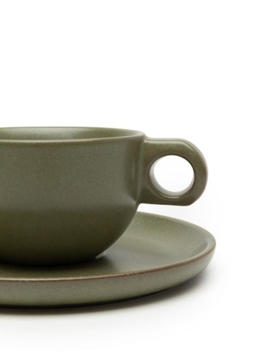 Serax - Sergio Herman - CAPPUCCINOKOP + SCHOTEL CAMO GREEN - Set van 4