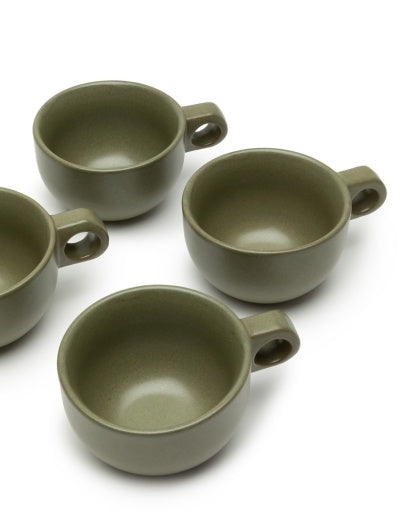 Serax - Sergio Herman - CAPPUCCINOKOP + SCHOTEL CAMO GREEN - Set van 4