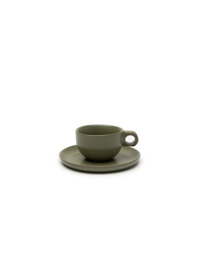 Serax - Sergio Herman - CAPPUCCINOKOP + SCHOTEL CAMO GREEN - Set van 4