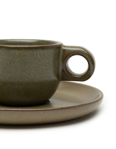 Serax - Sergio Herman - ESPRESSOKOP + SCHOTEL CAMO GREEN SURFACE - Set van 4