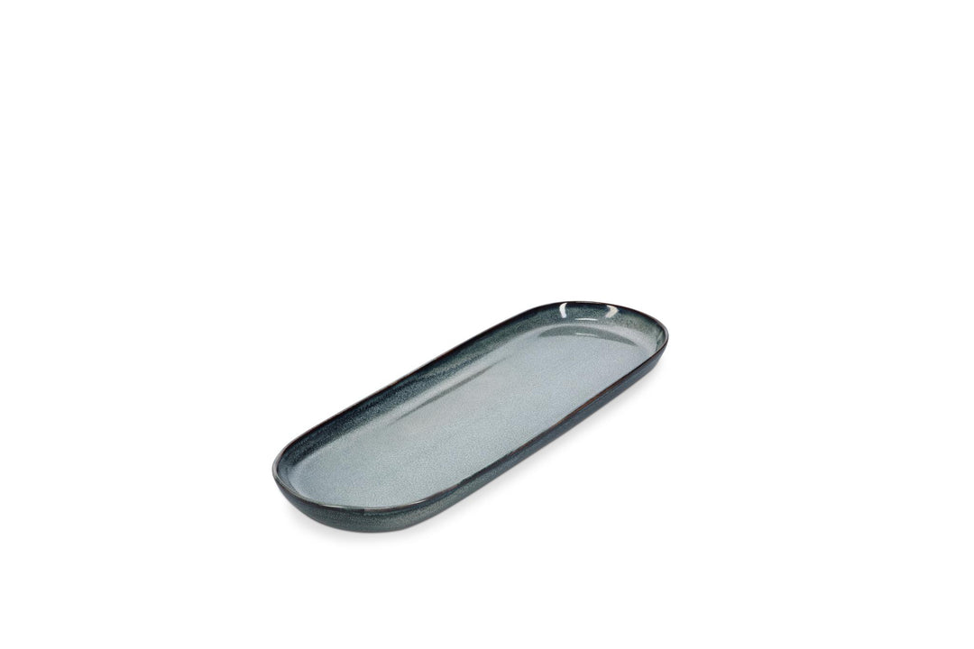 Serveerschaal 38,5x14xH2,5cm groen/blauw Meridian - Set van 2