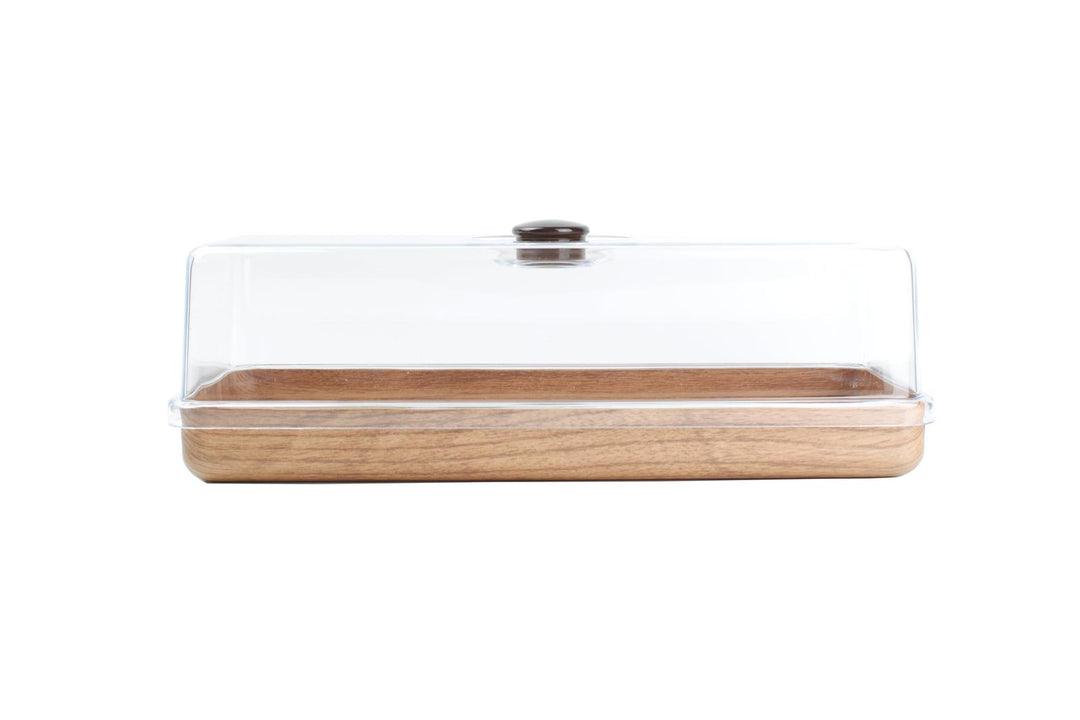 Serveerschaal 39x16cm met stolp bruin Buffet