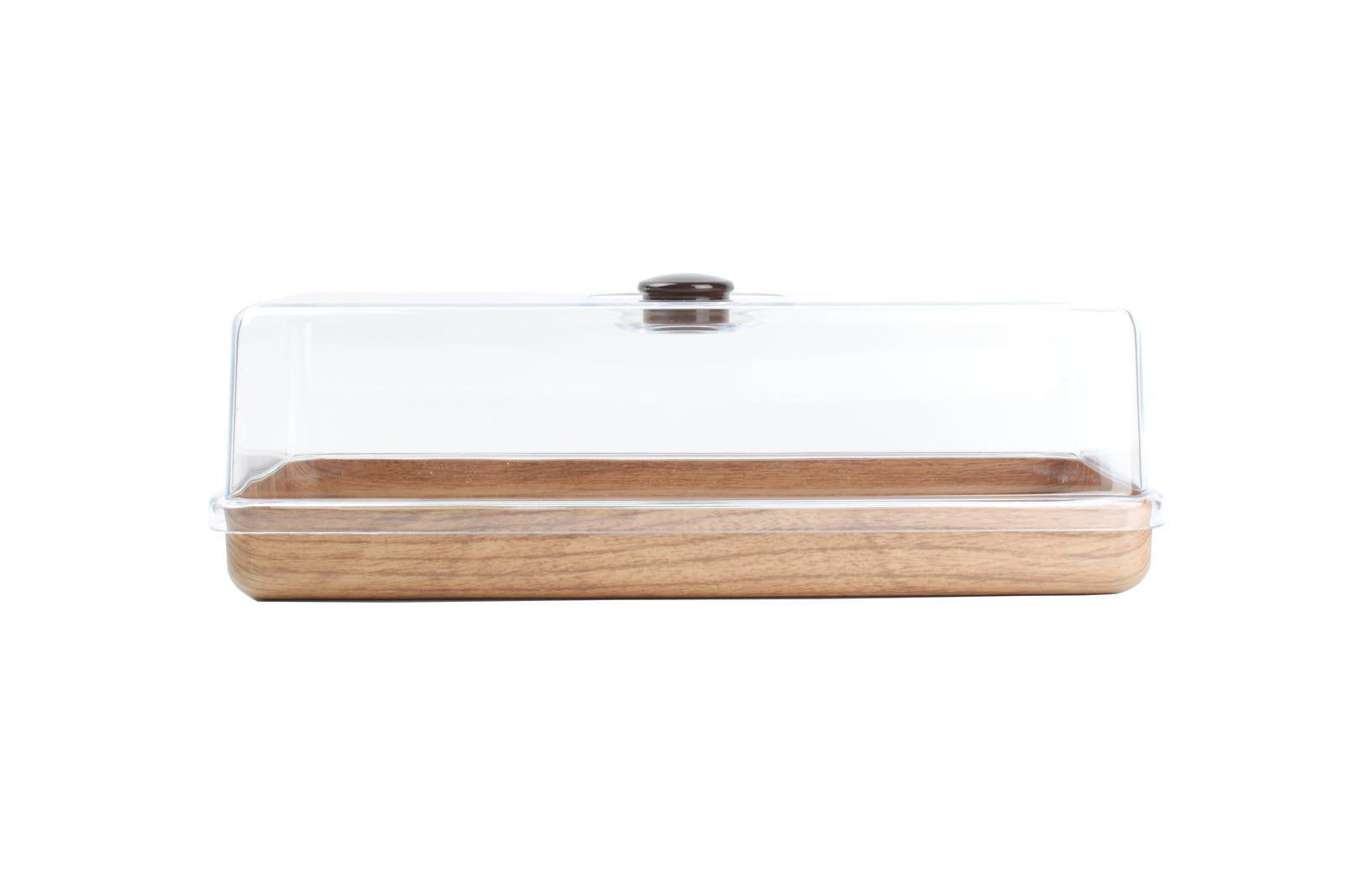 Serveerschaal 39x16cm met stolp bruin Buffet