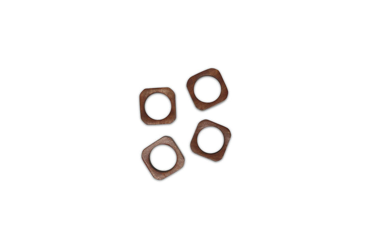 Servetring 4,5x4,5cm vierkant hout Moku - set/4