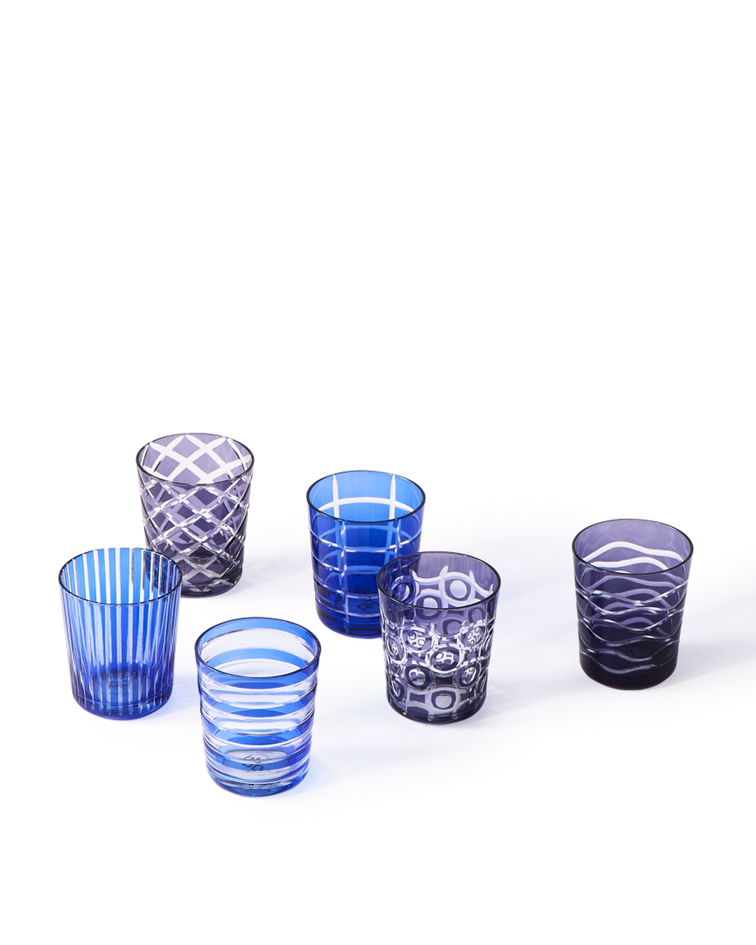 Polspotten - Glas Cobalt mix (set van 6)