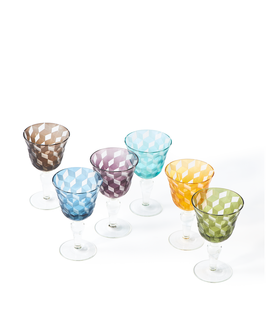 Polspotten - Wijnglas Blocks Multicolor (set van 6)