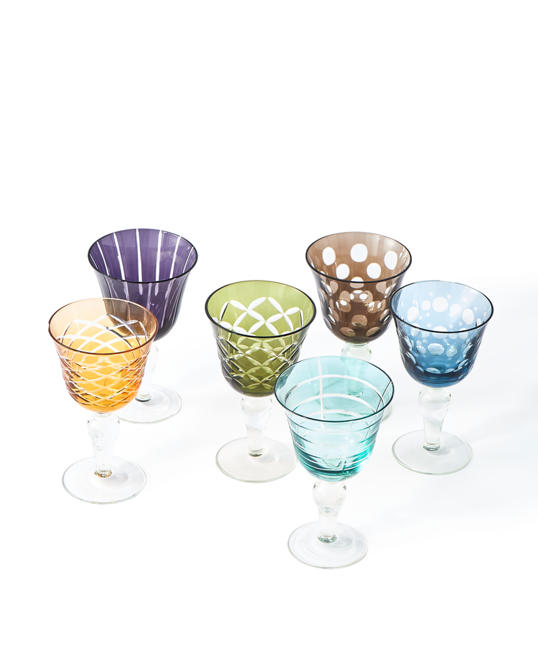Polspotten - Wijnglas Cuttings Multicolor (set van 6)
