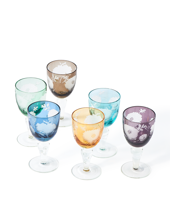 Polspotten - Wijnglas Peony Multicolor (set van 6)