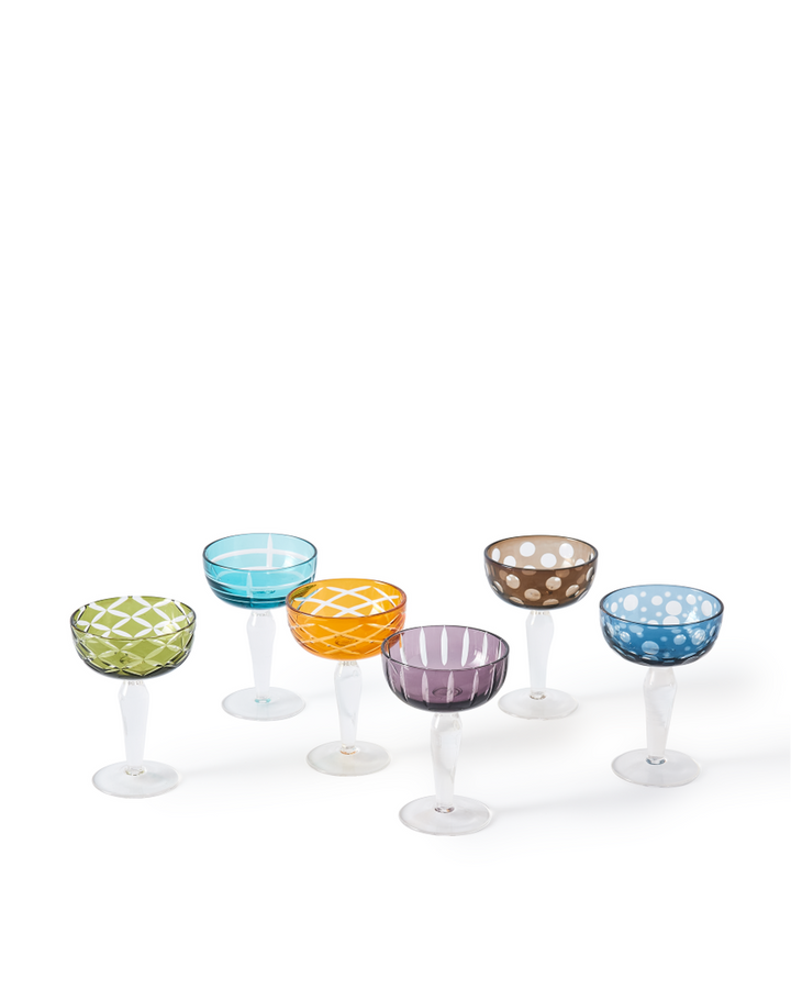 Polspotten - Champagnecoupe Cuttings Multicolor (set van 6)