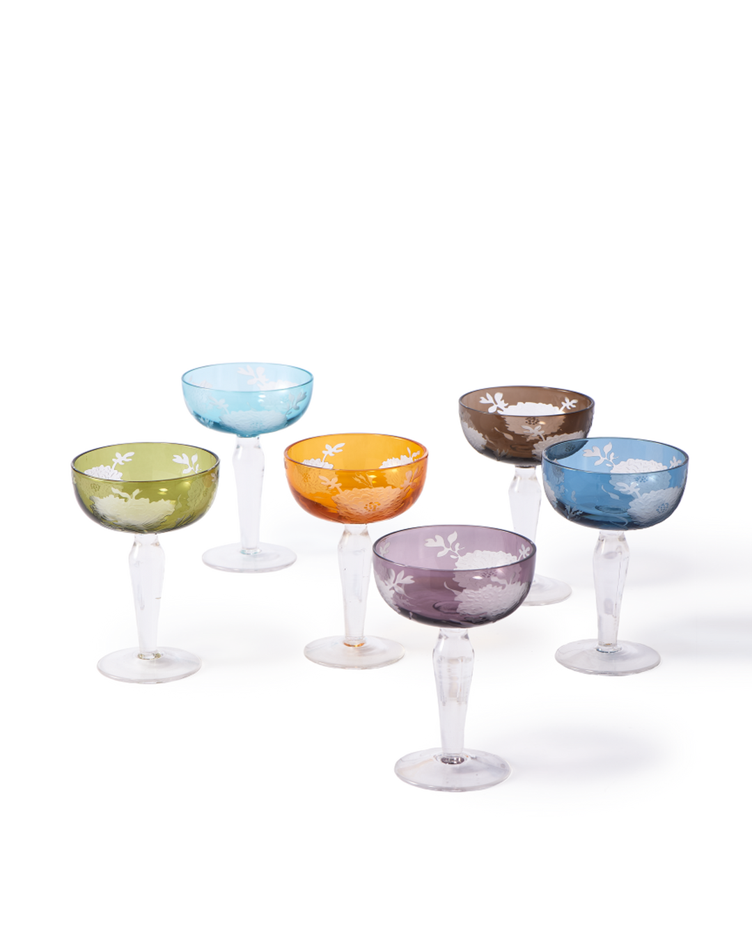 Polspotten - Champagnecoupe Peony Multicolor (set van 6)