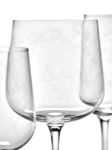 Serax - Marni - Rode Wijnglas Anemone Vaniglia Midnight Flowers - Set van 4