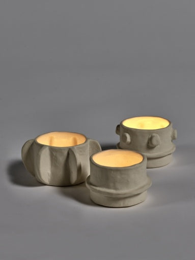 TEALIGHT HOLDER ASS/3 BEIGE MOLLY
