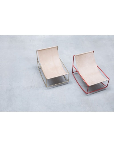 ROCKING CHAIR BRASS FRAME LEATHER