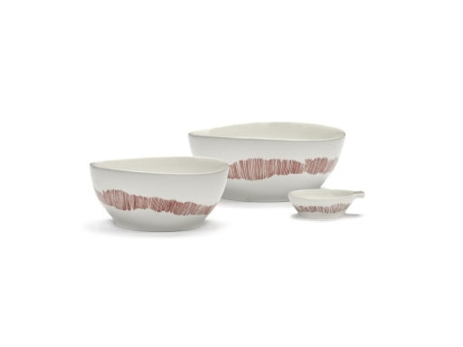 Serax - Ottolenghi - Kom L Wit Stripes Rood Feast - Set van 4