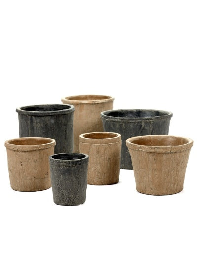MOSSED POT HIGH L BLACK-RED RUSTIC