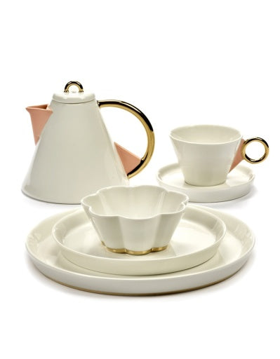 Serax - Roger Van Damme - Kom Ribbed M Wit Goud Desiree - Set van 4
