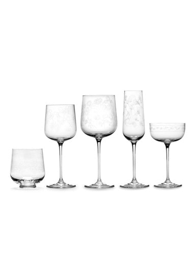 Serax - Marni - Champagneglas Camelia Aubergine Midnight Flowers - Set van 4