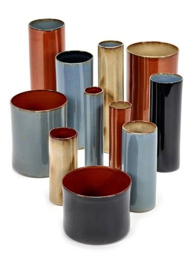 VASE CYLINDER DARK BLUE/RUST