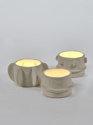 TEALIGHT HOLDER ASS/3 BEIGE MOLLY