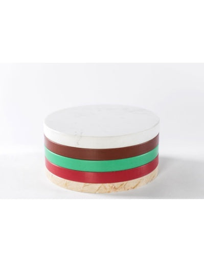 FIVE CIRCLES WIT ROSE BRUIN GROEN ROOD
