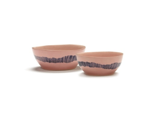 Serax - Ottolenghi - KOM L ROZE STRIPES BLAUW FEAST  - Set van 4