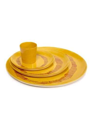 Serax - Ottolenghi - Bord S Geel Stripes Rood Feast - Set van 2