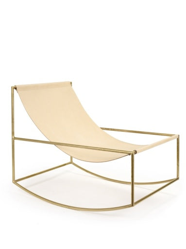 ROCKING CHAIR BRASS FRAME LEATHER