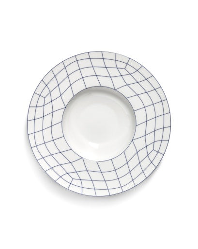 Serax - Ann Van Hoey - DIEP BORD BREDE RAND WIT-BLAUW NIDO