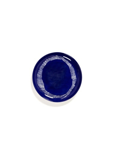 Serax - Ottolenghi - BORD M DONKERBLAUW STRIPES WIT FEAST