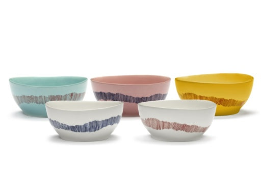 Serax - Ottolenghi - KOM S WIT STRIPES ROOD FEAST  - Set van 4