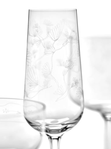 Serax - Marni - Champagneglas Camelia Aubergine Midnight Flowers - Set van 4