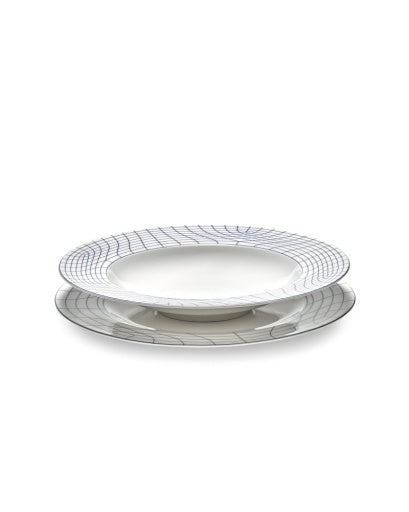 Serax - Ann Van Hoey - BORD 02 L WIT-BLAUW NIDO